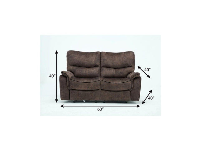 63" Dark Brown Microfiber Manual Reclining Love Seat
