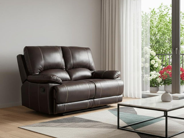 65" Brown Faux Leather Manual Reclining Love Seat