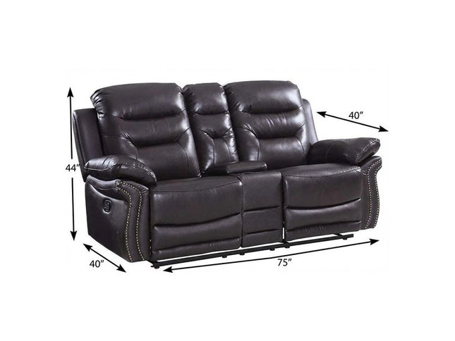 75" Brown Faux Leather Manual Reclining Love Seat With Storage