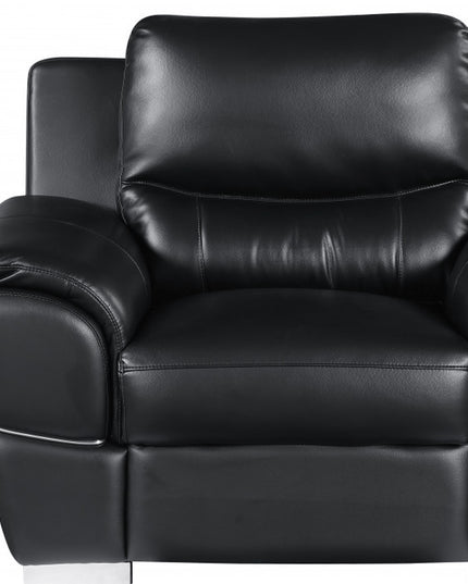 48" Black And Silver Leather Match Club Chair