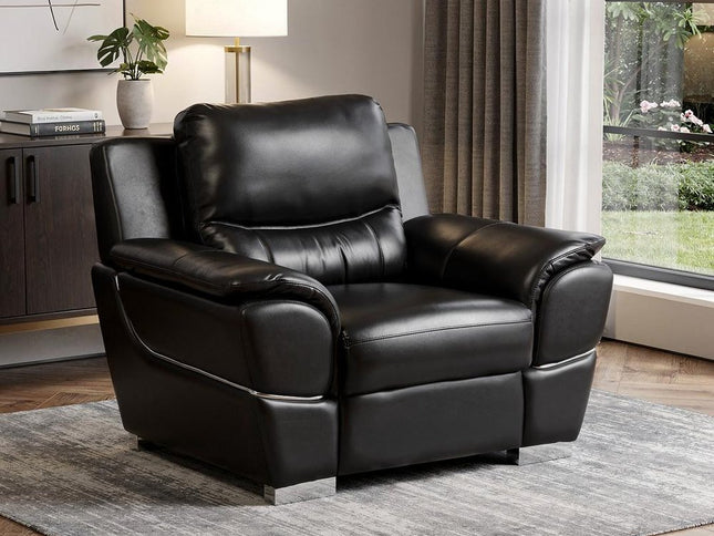 48" Black And Silver Leather Match Club Chair