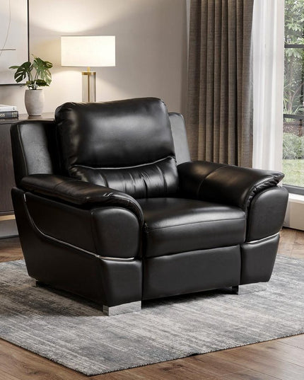 48" Black And Silver Leather Match Club Chair