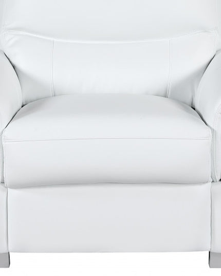 48" White And Silver Leather Match Club Chair