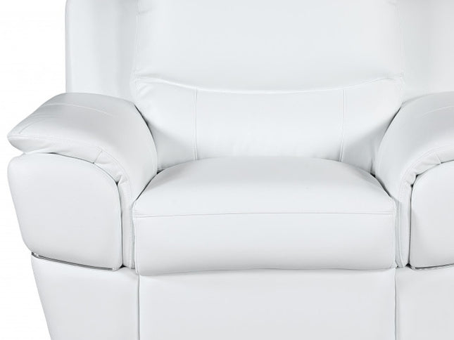 48" White And Silver Leather Match Club Chair