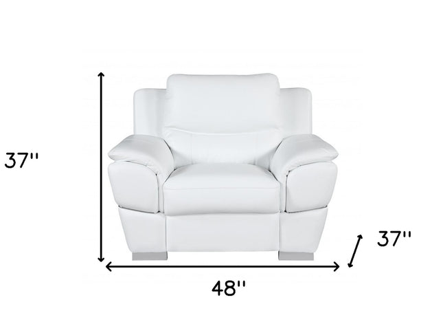 48" White And Silver Leather Match Club Chair