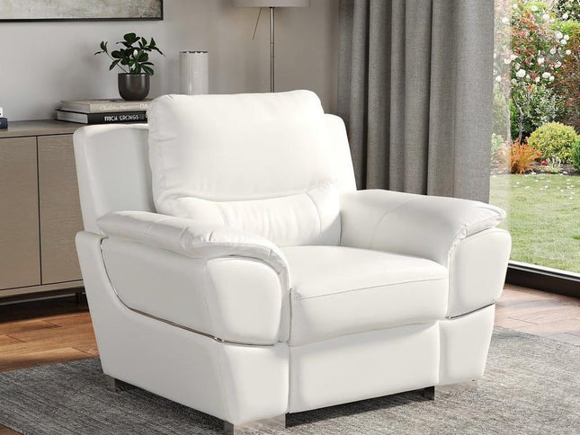 48" White And Silver Leather Match Club Chair