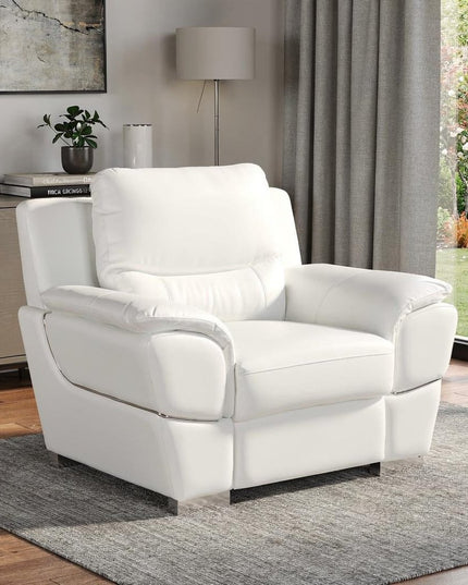 48" White And Silver Leather Match Club Chair