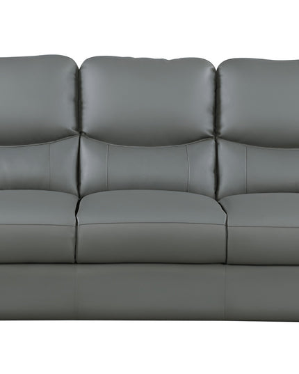85" Gray Leather Sofa With Silver Legs