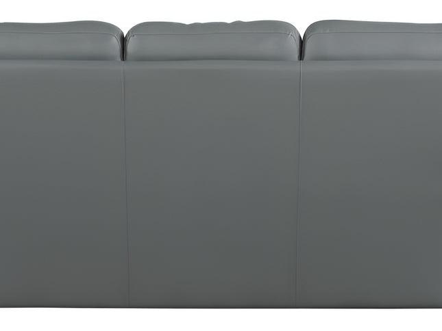 85" Gray Leather Sofa With Silver Legs