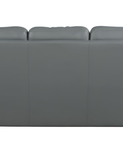 85" Gray Leather Sofa With Silver Legs