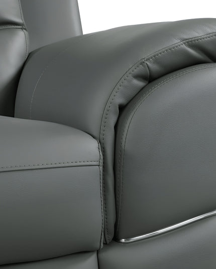 85" Gray Leather Sofa With Silver Legs