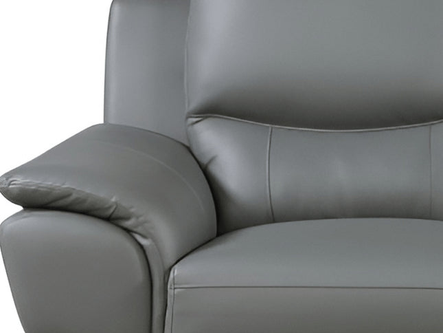 85" Gray Leather Sofa With Silver Legs