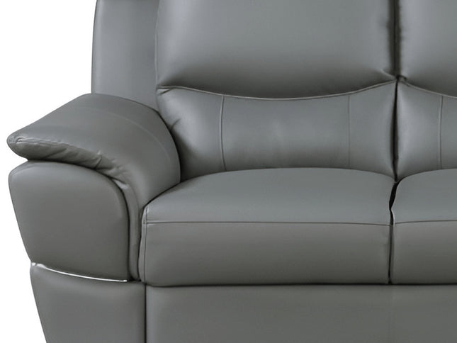 85" Gray Leather Sofa With Silver Legs