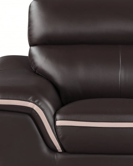 49" Brown And Silver Leather Match Club Chair