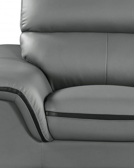 49" Gray And Silver Leather Match Convertible Chair