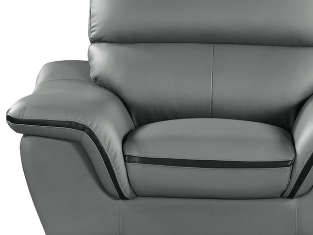 49" Gray And Silver Leather Match Convertible Chair