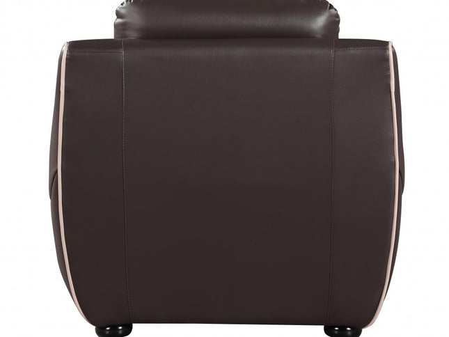 Leather Match Solid Color Flared Arms Club Chair Brown Legs