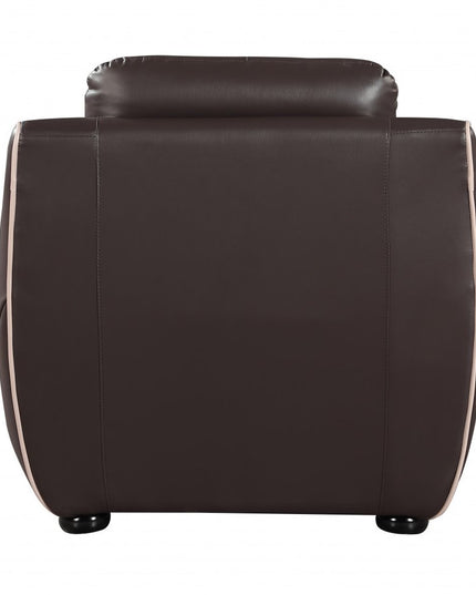 Leather Match Solid Color Flared Arms Club Chair Brown Legs