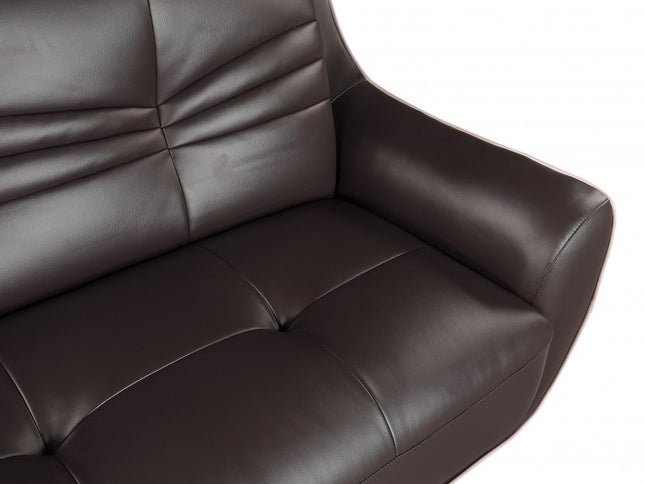 Leather Match Solid Color Flared Arms Club Chair Brown Legs