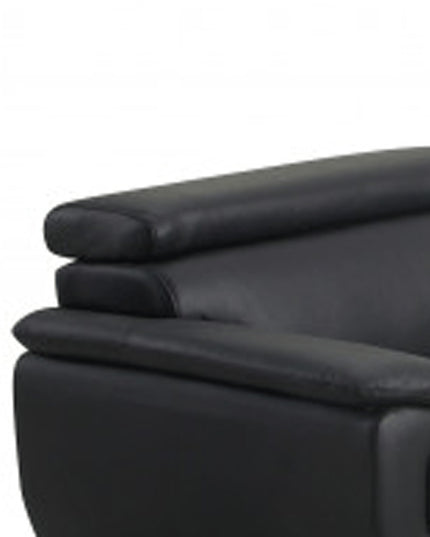 Three Piece Indoor Black Genuine Leather Six Person Seating Set