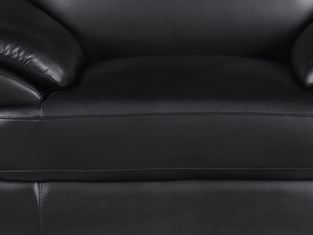 38" Black And White Genuine Leather Chair and a Half