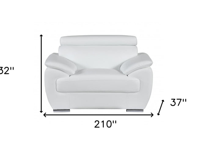Three Piece Indoor White Genuine Leather Six Person Seating Set