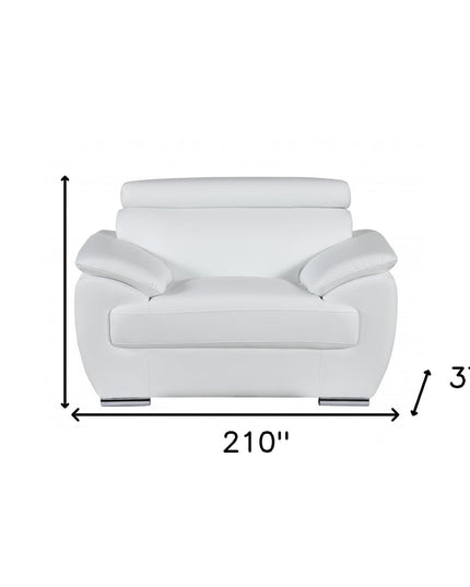 Three Piece Indoor White Genuine Leather Six Person Seating Set