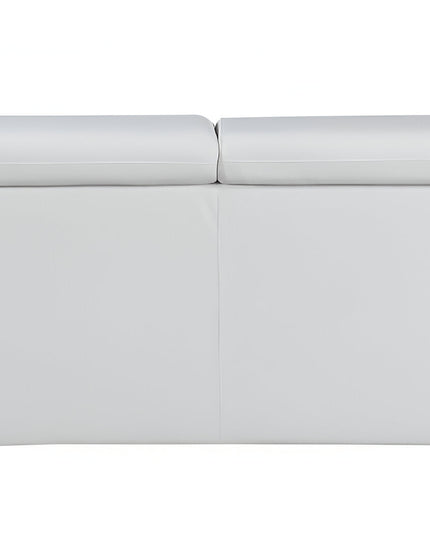 86" White Leather Sofa With Silver Legs