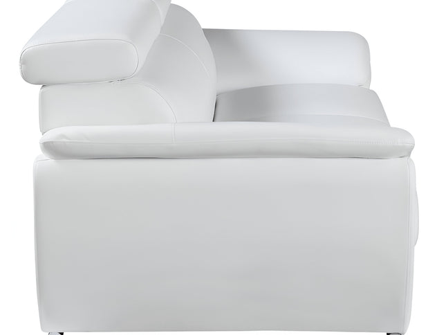 86" White Leather Sofa With Silver Legs