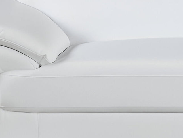 86" White Leather Sofa With Silver Legs