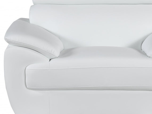 38" White And Silver Genuine Leather Chair and a Half