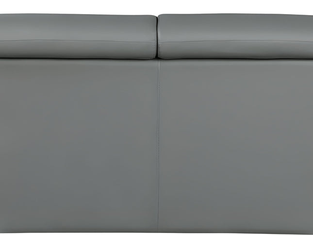 86" Gray Leather Sofa With Silver Legs