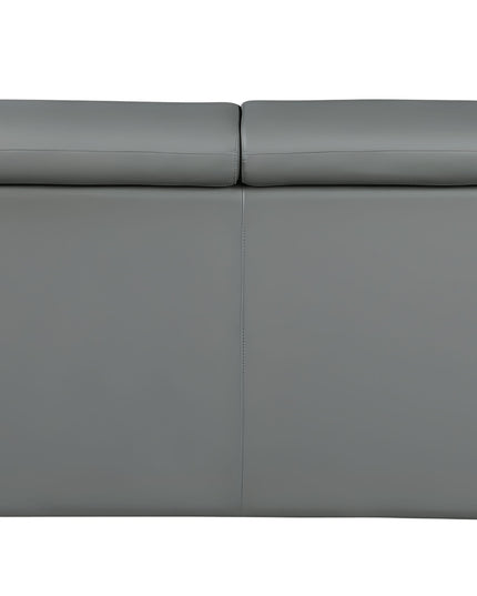 86" Gray Leather Sofa With Silver Legs