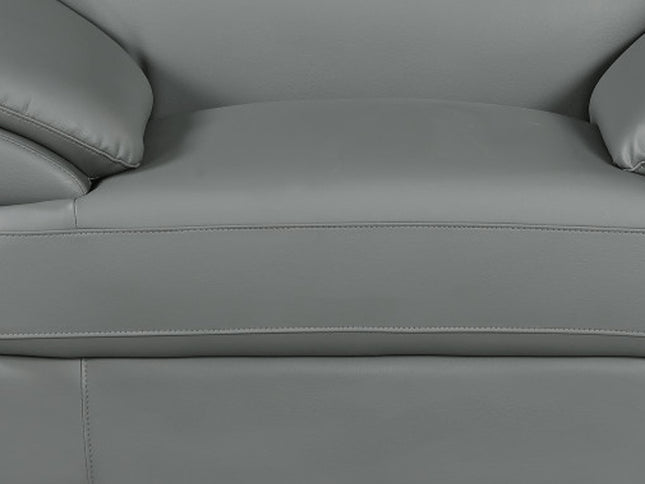 38" Gray And Silver Genuine Leather Chair and a Half