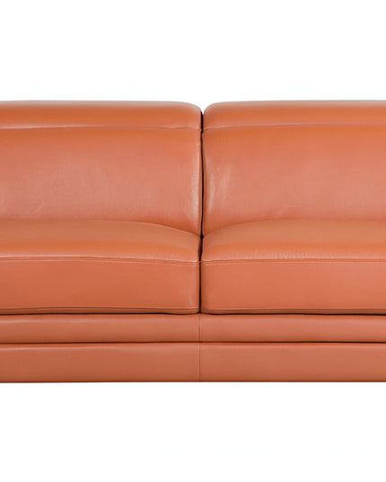89" Camel Italian Leather Sofa With Silver Legs
