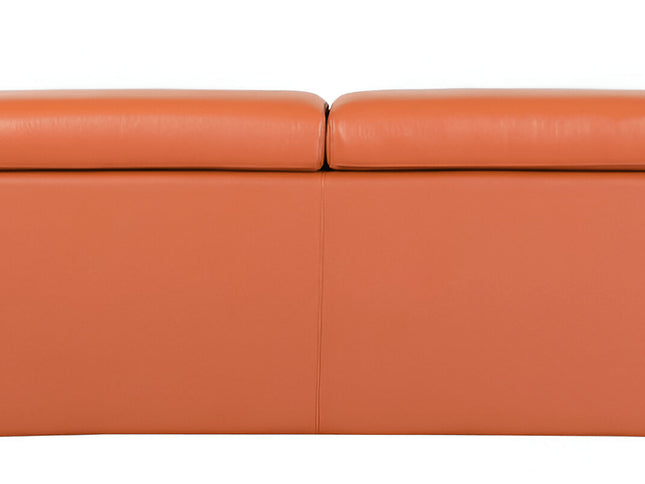 89" Camel Italian Leather Sofa With Silver Legs