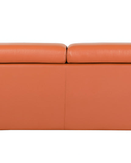 89" Camel Italian Leather Sofa With Silver Legs