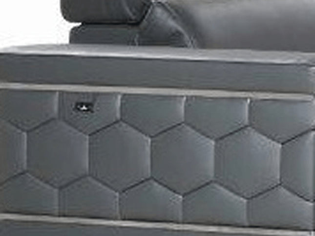 Three Piece Indoor Dark Gray Italian Leather Six Person Seating Set