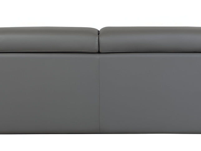 89" Dark Gray Italian Leather Sofa With Silver Legs