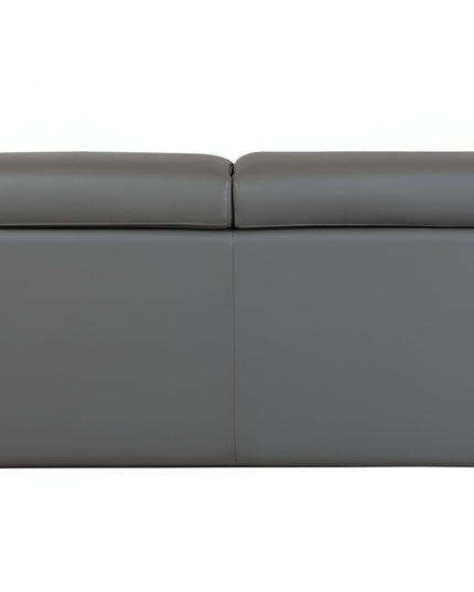 89" Dark Gray Italian Leather Sofa With Silver Legs