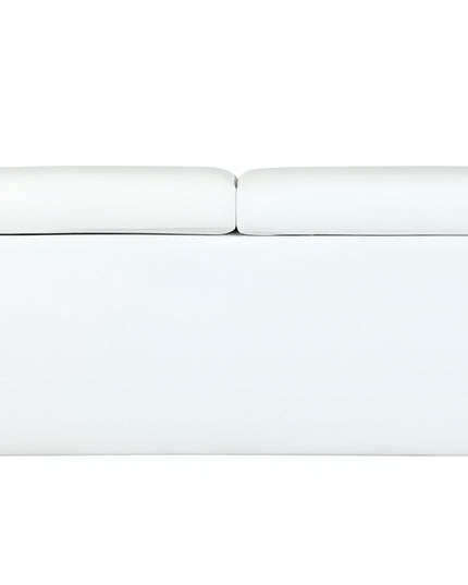 89" White Italian Leather Sofa With Silver Legs