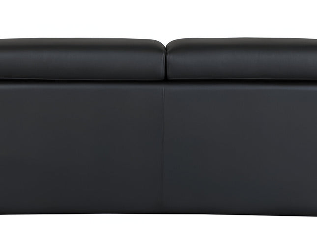89" Black Italian Leather Sofa With Silver Legs