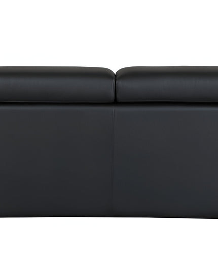 89" Black Italian Leather Sofa With Silver Legs