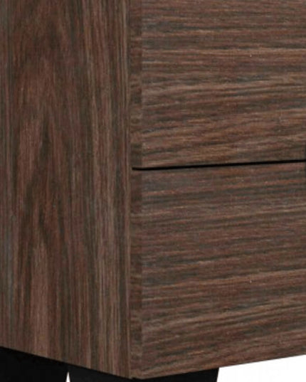 18" Brown Two Drawers Manufactured Wood Mirrored Nightstand