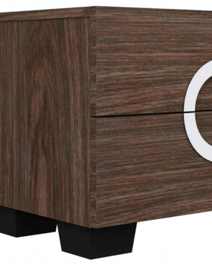 18" Brown Two Drawers Manufactured Wood Mirrored Nightstand