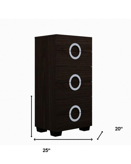 25" Brown Six Drawer Standard Chest
