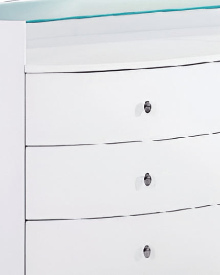 63" White Wood Six Drawer Double Dresser