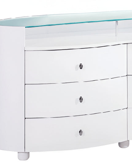 63" White Wood Six Drawer Double Dresser