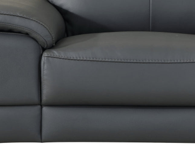 87" Gray And Silver Faux Leather Club Chair