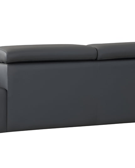 87" Dark Gray Italian Leather Sofa With Silver Legs
